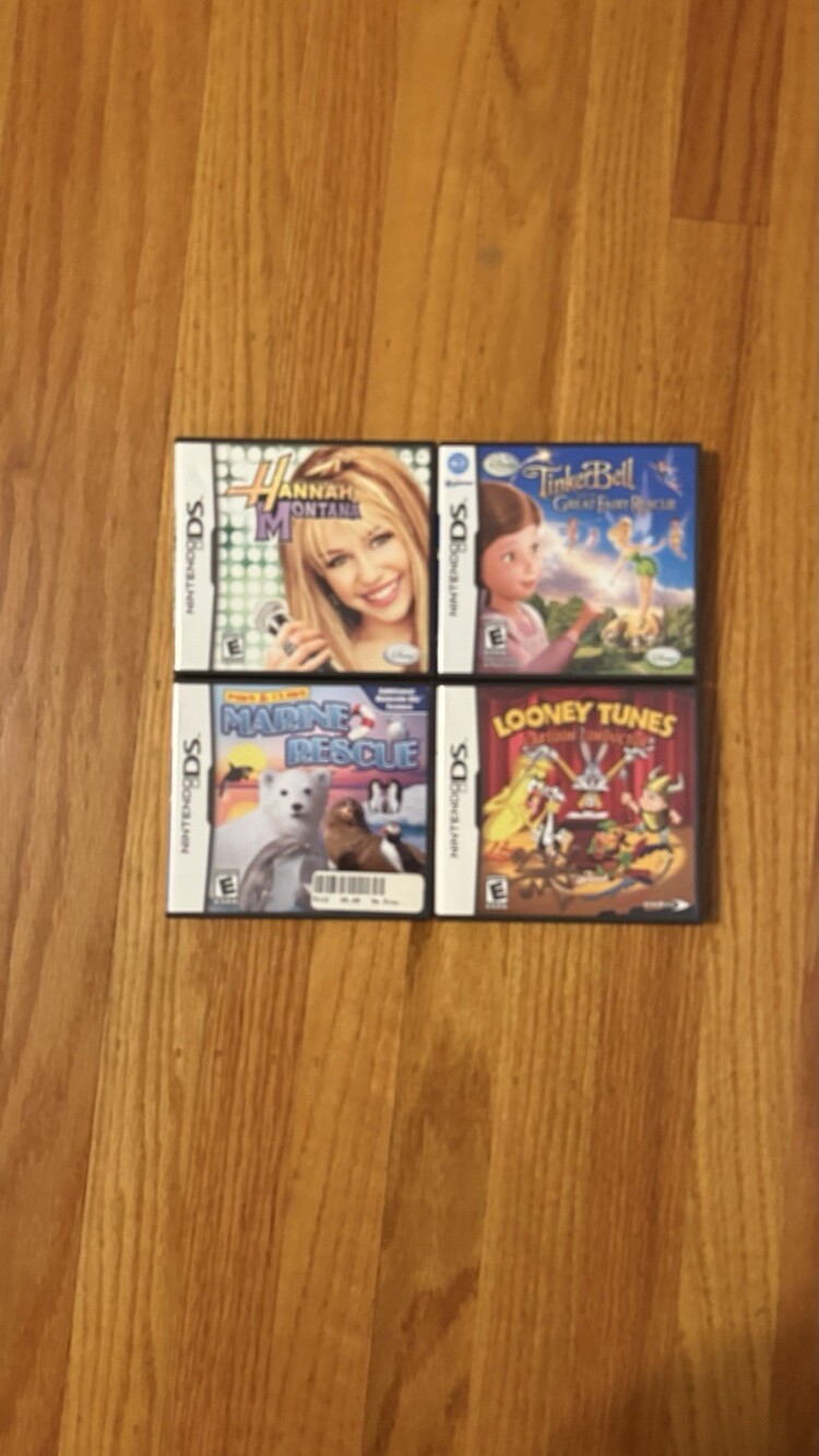 Nintendo DS Game Bundle: Hannah Montana Tinker Bell Marine Rescue Looney